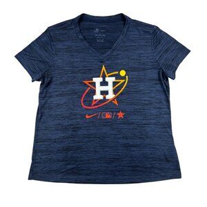 Nike Dri-Fit Women's Houston Astros V-Neck Performance Tee in Heather Blue XL